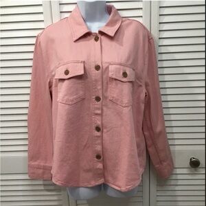 NWT MEDUIM PINK LOVE TREE DENIM JACKET 2 CHEST POCKETS WITH BUTTONS